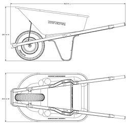 True Temper R6STFFEC 6 Cu. Ft Steel Tray Wheelbarrow with Never Flat Tire & Steel Handles, Black
