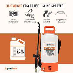 PetraTools 2 Gallon Battery Powered Sprayer - HD2000-S Electric Sprayers in Lawn and Garden