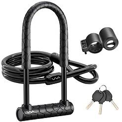 VVA Bike U Lock, Heavy Duty Combination Bicycle u Lock Shackle 4ft Length Security Cable