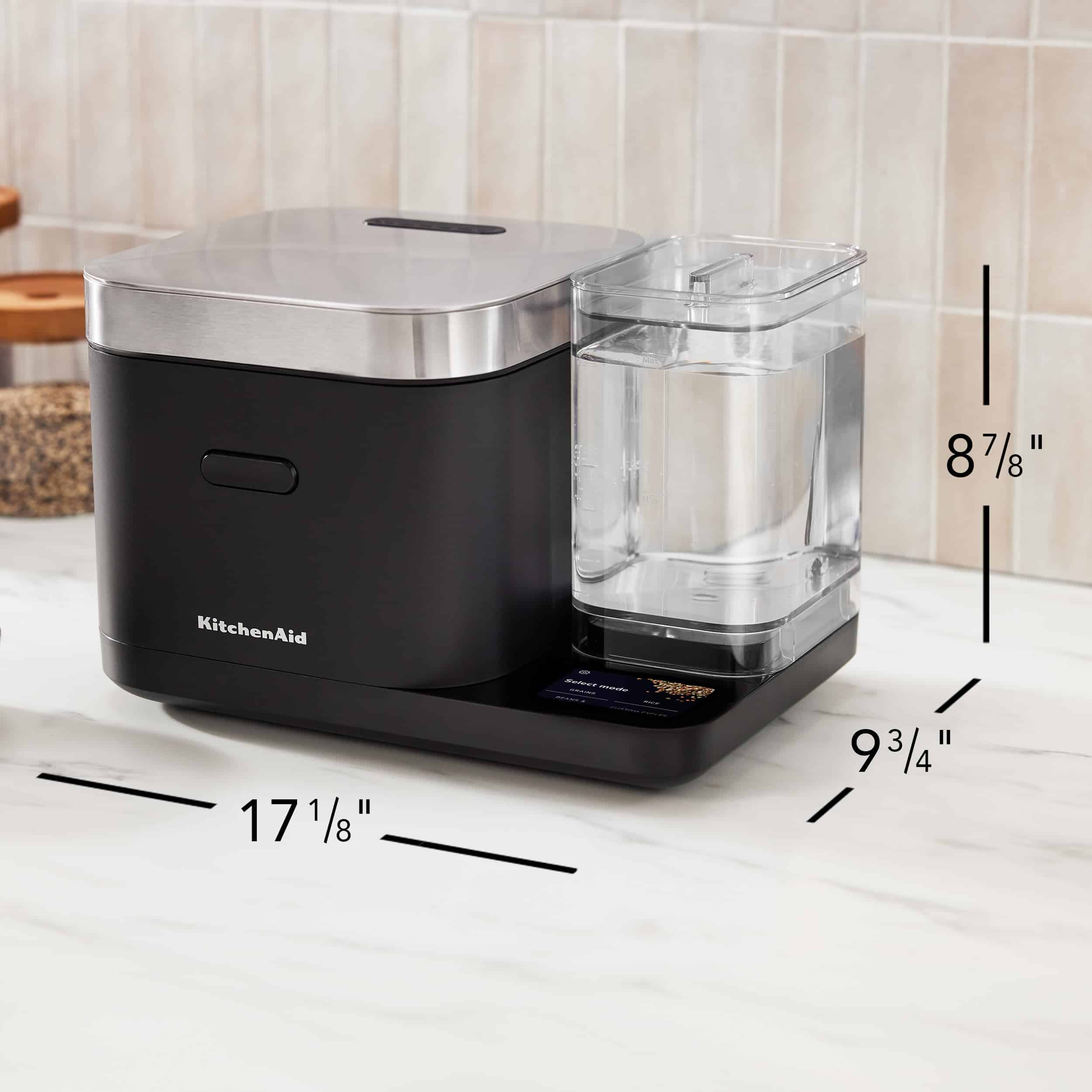 KitchenAid KGC3155BM Grain and Rice Cooker 8 Cup with Automatically Sensing Integrated Scale and Water Tank