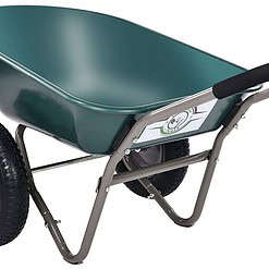 Dual-Wheel Home Garden Yard Utility Wheelbarrow Cart with Built-in Stand
