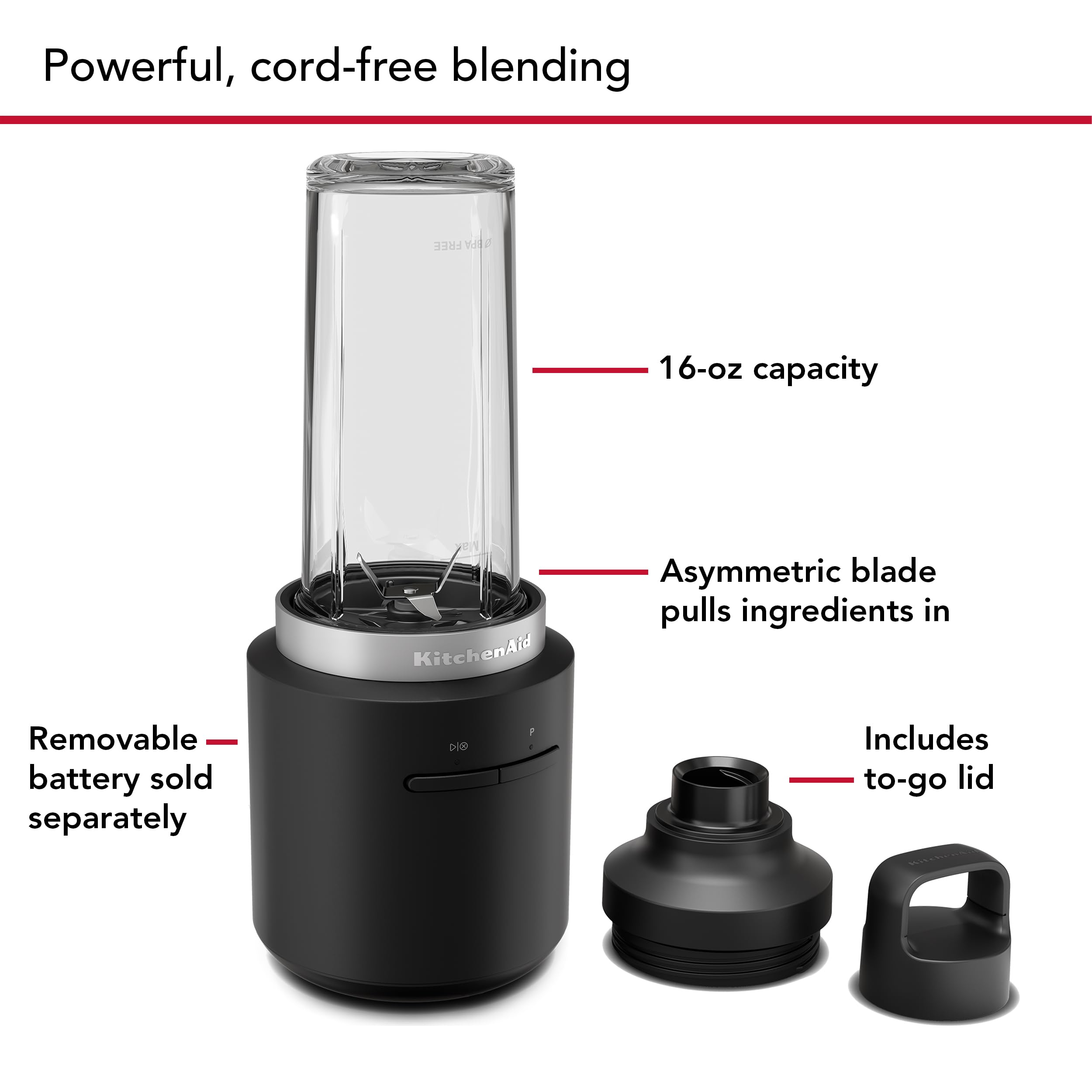 KitchenAid Go Cordless Personal Blender - battery sold separately, KSBR200