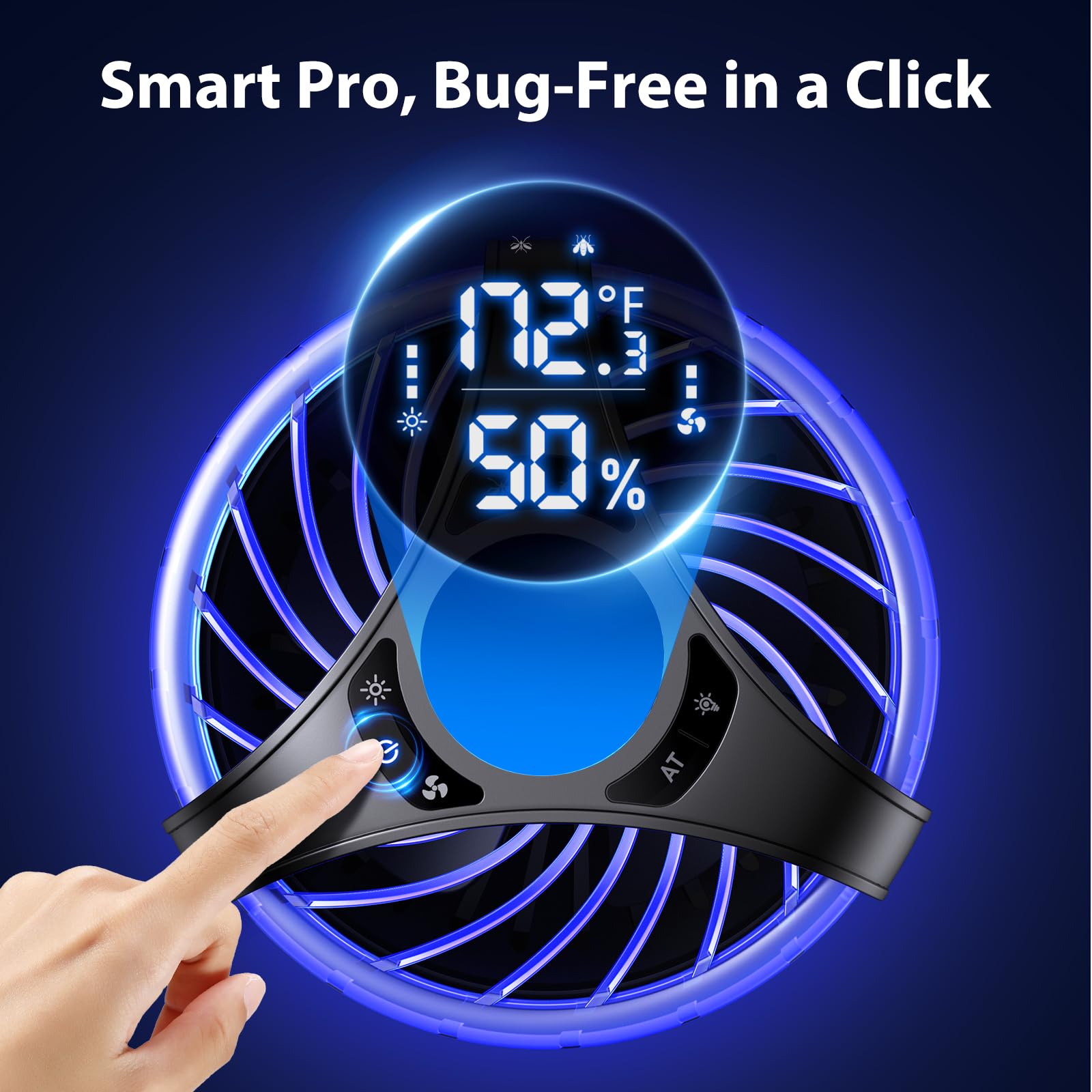 CreateFun Fruit Fly Traps for Indoors, Smart Pro Indoor Insect Traps, One-Click Start with Memory Mode, Black