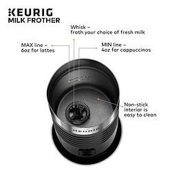 Keurig Standalone Frother Works Non-Dairy Milk, Hot and Cold Frothing, 6 Oz, Black