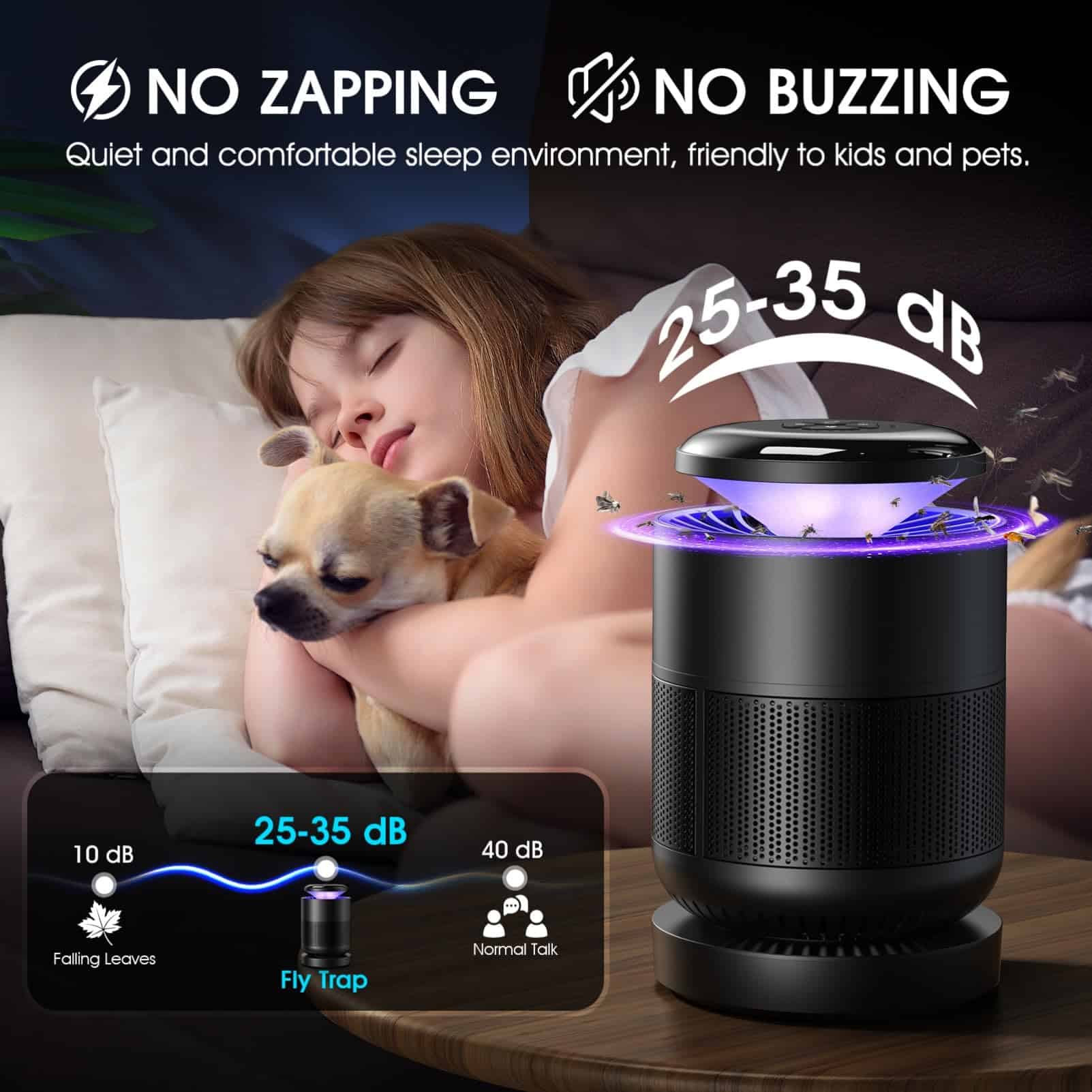 BUGBOW Fly Trap Indoor, Bug Light Trap Indoor, Remote Control Fruit Fly Trap Black & Dark Blue