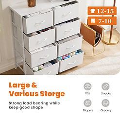 Sweetcrispy Dresser for Bedroom, Chest Organizer Unit with 8 Fabric Bins, Fabric Storage Tower, Drawer Organizer