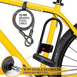 Sigtuna Bike U Lock, Extra Long Bike Locks Heavy Duty Anti Theft, 16mm Bicycle Lock with Shackle and Mounting Holder and 4ft Cable