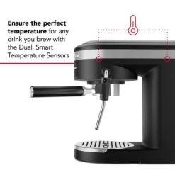 KitchenAid KES6404BM Semi-Automatic Espresso Machine and Automatic Milk Frother Attachment, Black Matte