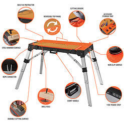 OmniTable 37.5 in. L X 18.2 in. W X 4.2 in. H 4-in-1 Workbench 500 lb. cap.