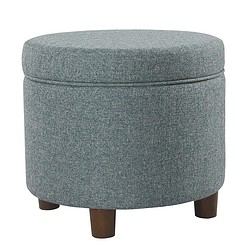 Homepop Home Decor | Upholstered Round Storage Ottoman | Ottoman with Storage for Living Room & Bedroom, Teal Tweed Large
