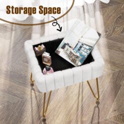 Greenstell Vanity Stool Chair Faux Fur with Storage, 15.7