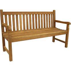 Sunnydaze 59 - Inch Solid Teak Wood Outdoor Bench - Light Brown Wood Stain Finish - Mission - Style