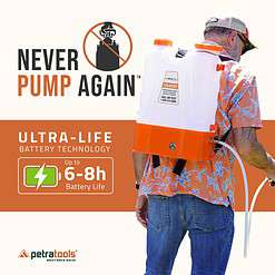 PetraTools HD4000 4 Gallon Battery Powered Backpack Sprayer, Backpack Sprayer Battery Powered