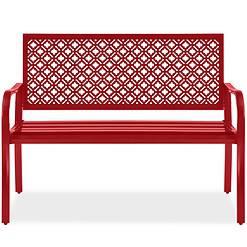 Best Choice Products Outdoor Bench 2-Person Metal Steel Benches Furniture, 790lb Capacity - Rose Red