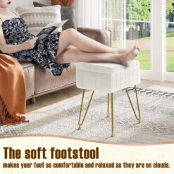 Greenstell Vanity Stool Chair Faux Fur with Storage, 15.7