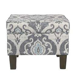Homepop Home Decor, Upholstered Modern Rectangular Storage Ottoman, Suri Blue