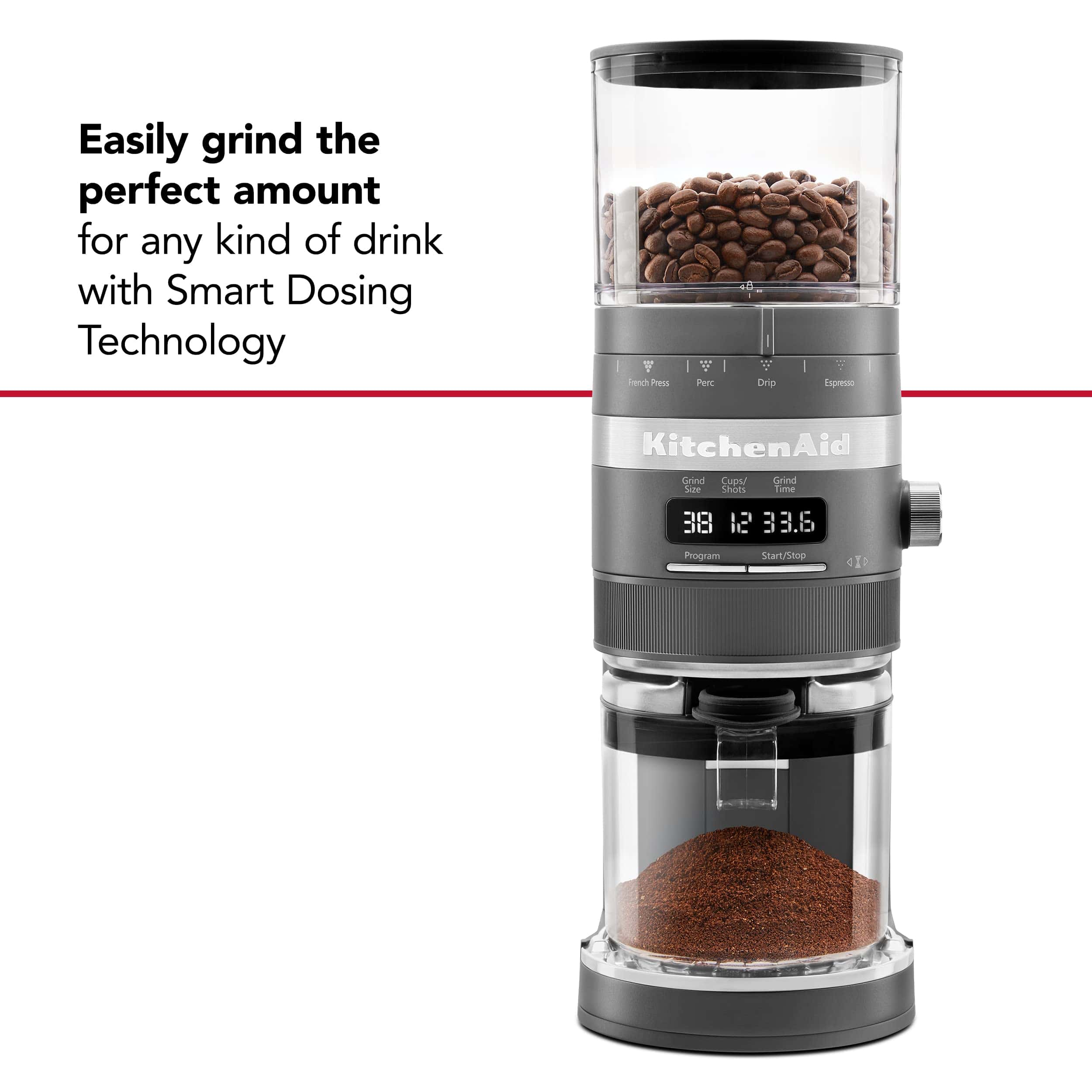 KitchenAid KCG8433DG Burr Coffee Grinder - Matte Charcoal Grey, 10 Oz