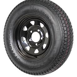 ECustomRim 2-Pack Mounted Trailer Tire Black Spoke Wheel Rim ST175/80D13 C 175/80D13 13 5-4.5