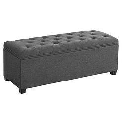 SONGMICS Storage Ottoman Bench, Foot Rest with Legs, 15.7 x 43.3 x 15.7 Inches, Dark Gray