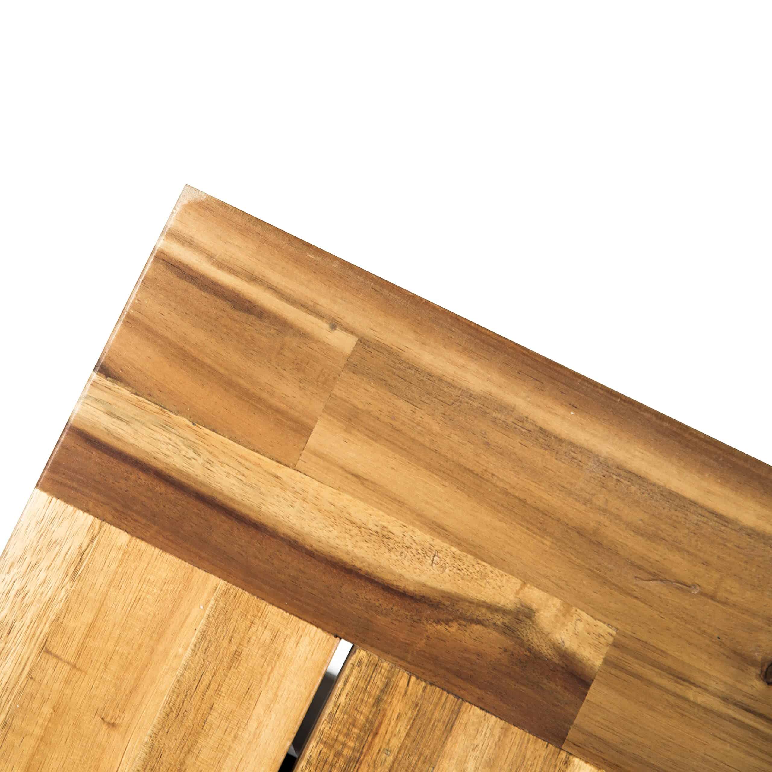 Christopher Knight Home Catriona Outdoor Acacia Wood Bench with Metal Accents, Teak Finish