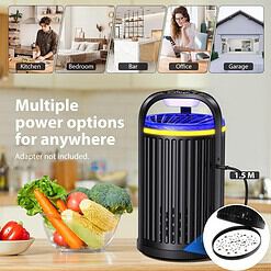 CreateFun Fruit Fly Traps for Indoors, Smart Pro Indoor Insect Traps, One-Click Start with Memory Mode, Black