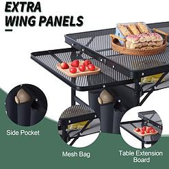 WildFinder Folding Table with 2 Wing Panels, Black