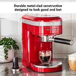 KitchenAid KES6503ER Metal Semi-Automatic Espresso Machine, Empire Red, 1.4 Liters