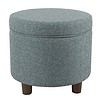 Homepop Home Decor | Upholstered Round Storage Ottoman | Ottoman with Storage for Living Room & Bedroom, Teal Tweed Large