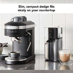KitchenAid KES6404BM Semi-Automatic Espresso Machine and Automatic Milk Frother Attachment, Black Matte