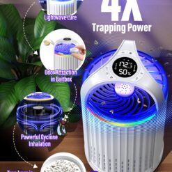 CreateFun Bug Zapper Indoor with Temperature & Humidity Sensor, Fly Trap Indoor, 3-in-1 Fruit Fly Trap, White