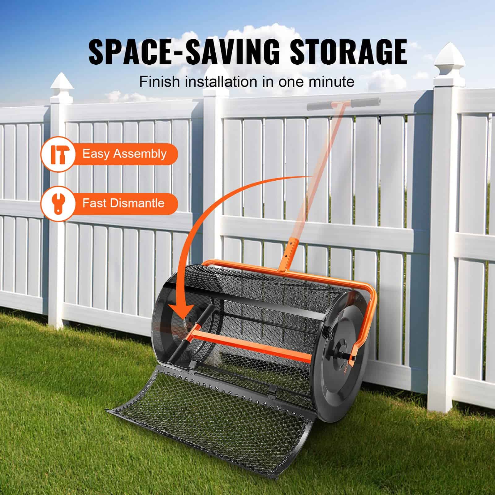 VEVOR Compost Spreader, 24.4-25.6" Height Adjustable Handle, 24" Wide