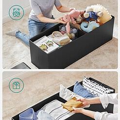 SONGMICS 43 Inches Folding Storage Ottoman Bench, Holds up to 660 lb, Black
