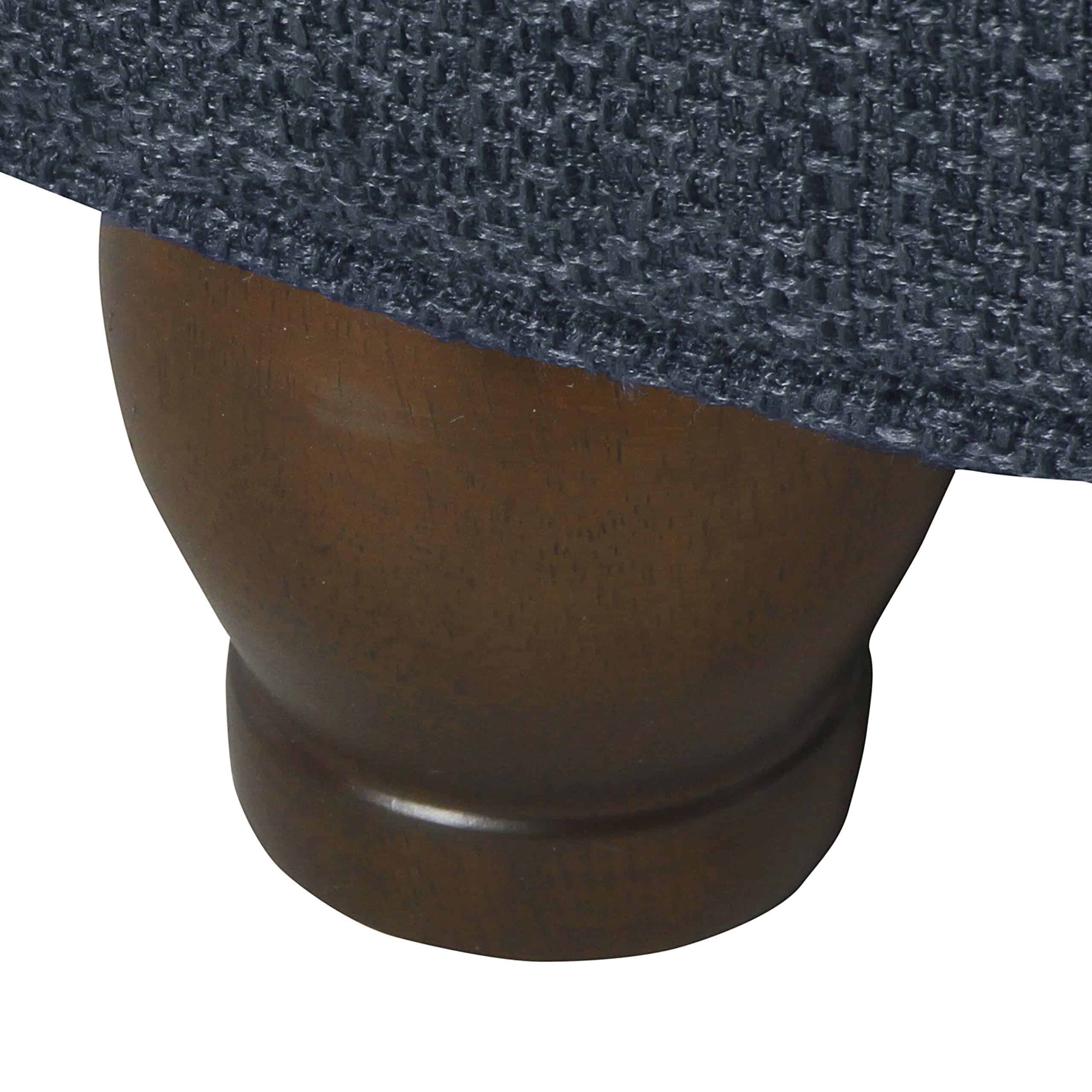 Homepop Home Decor, Large Button Tufted Woven Round Storage Ottoman (Navy Woven)