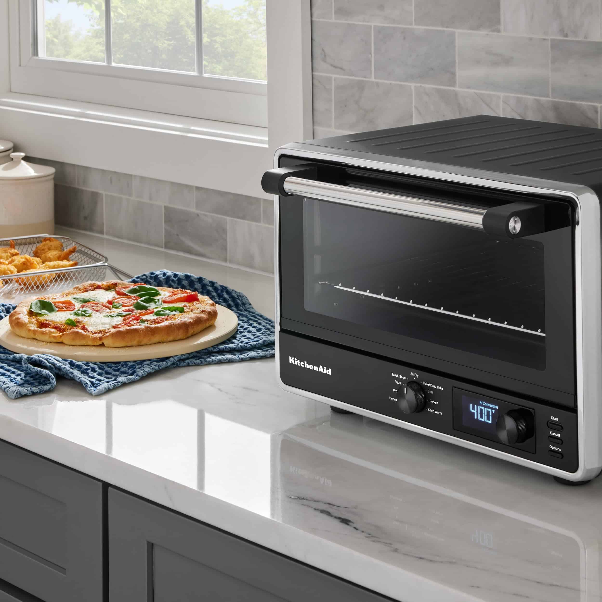 KitchenAid KCO128BM Digital Countertop Oven with Air Fry & Pizza Stone, Black Matte