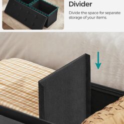 SONGMICS 43 Inches Folding Storage Ottoman Bench, Holds up to 660 lb, Black