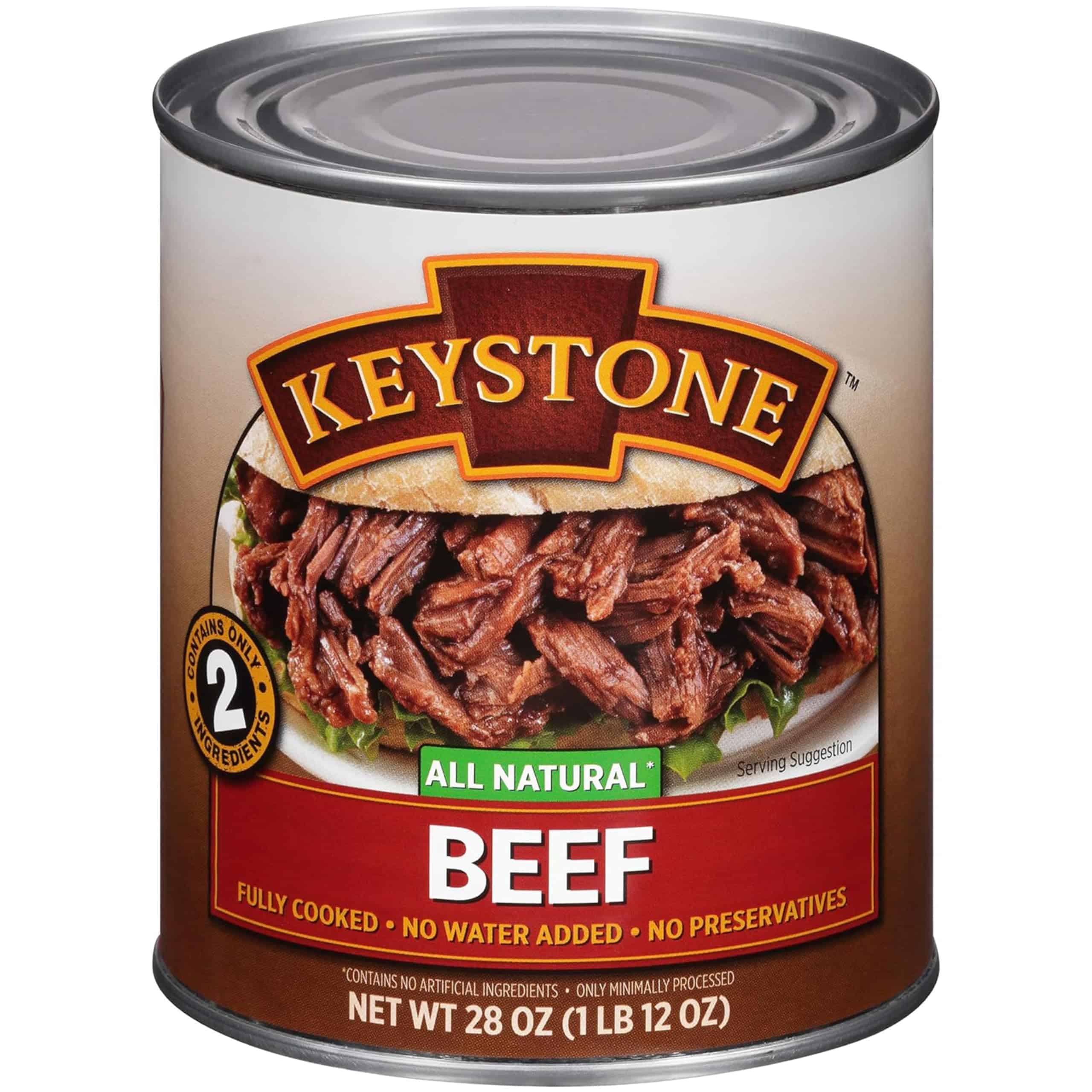 Keystone Meats All Natural Canned Beef 28 Ounce Long Term Shelf Life Emergency Survival Food Canned Meat, Pack of 10