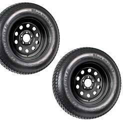 eCustomRim 2-Pack Trailer Tire On Black Wheel Modular Rim ST205/75D15 LRC 5 Lug On 4.5 15 x 5