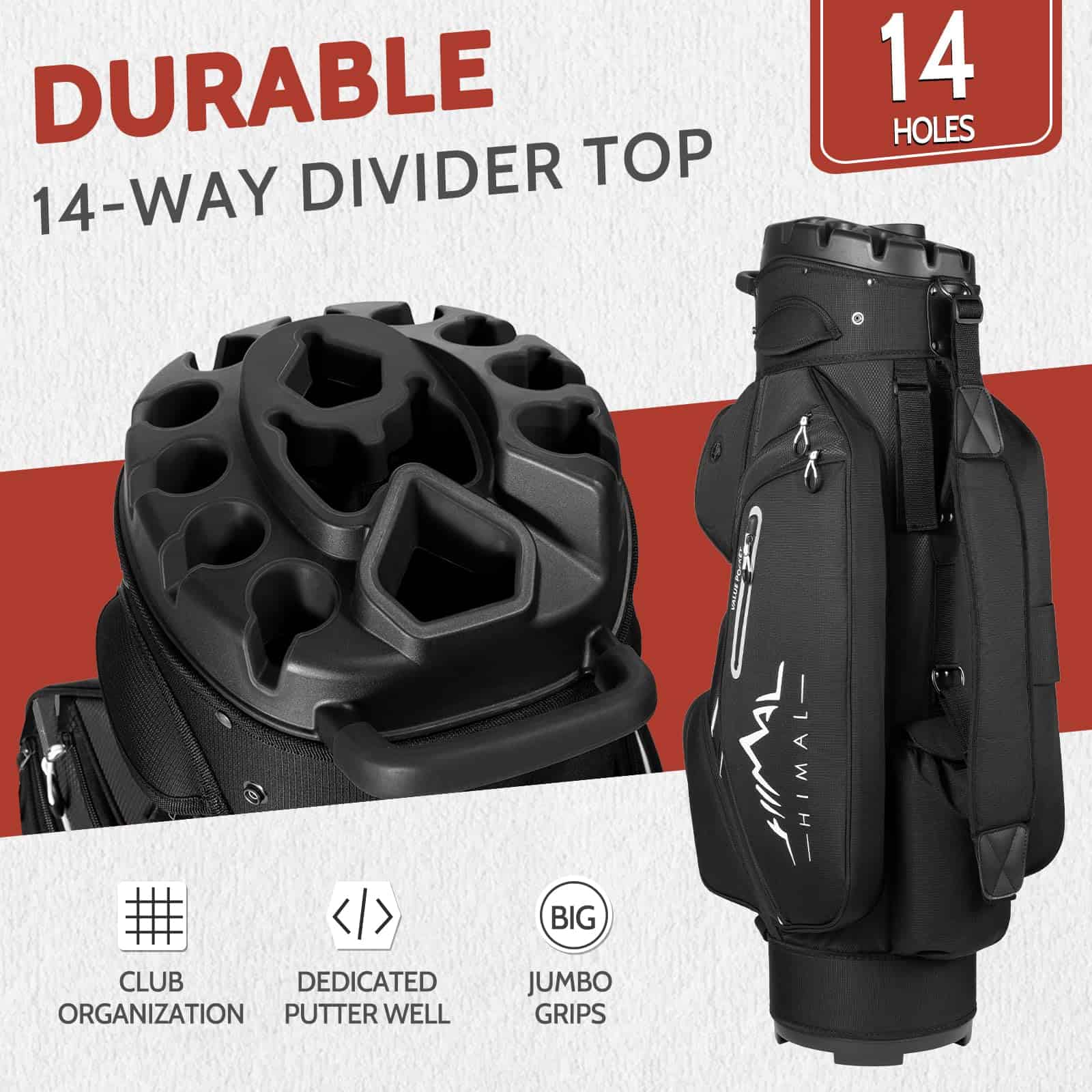 UNIHIMAL 14-Way Golf Cart Bag Pro with Full Length Divider Top, Golf Bag for Men with Handles and Rain Cover