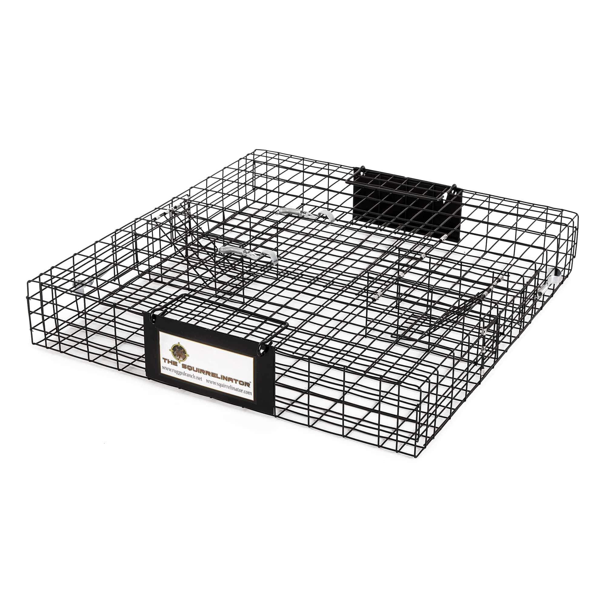 Rugged Ranch Squirrelinator 2 Door Small Metal Wire Multi-Catch Live Animal Squirrel Catch & Release Cage Trap for Pest Control, Black