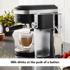 KitchenAid KES6404BM Semi-Automatic Espresso Machine and Automatic Milk Frother Attachment, Black Matte