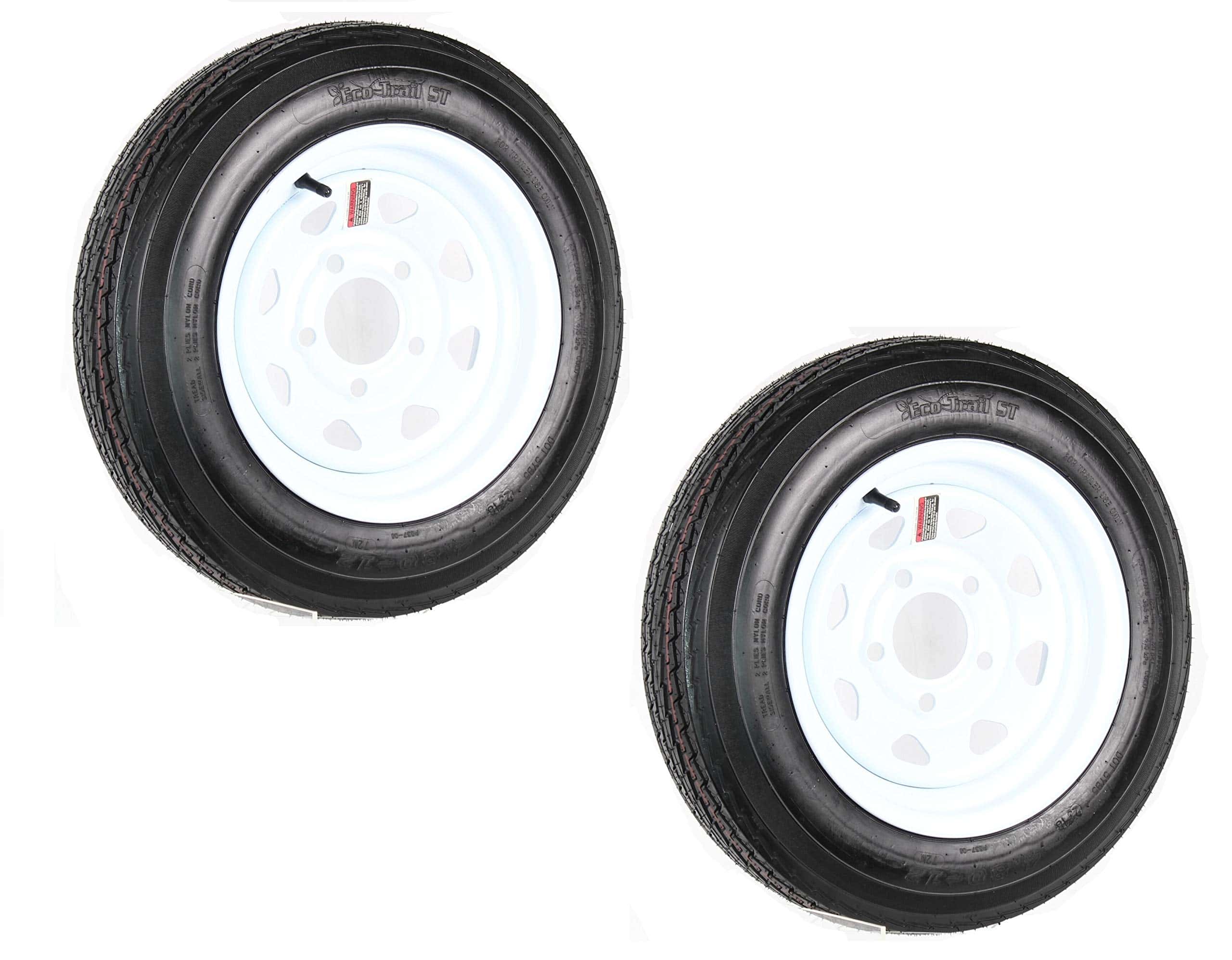 eCustomRim 2-Pack Trailer Tire On Rim 4.80-12 Load C 5 Lug White Spoke Wheel 30660