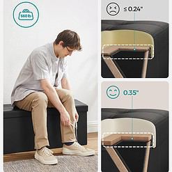 SONGMICS 43 Inches Folding Storage Ottoman Bench, Holds up to 660 lb, Black