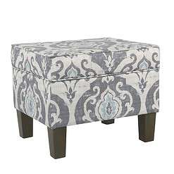 Homepop Home Decor, Upholstered Modern Rectangular Storage Ottoman, Suri Blue
