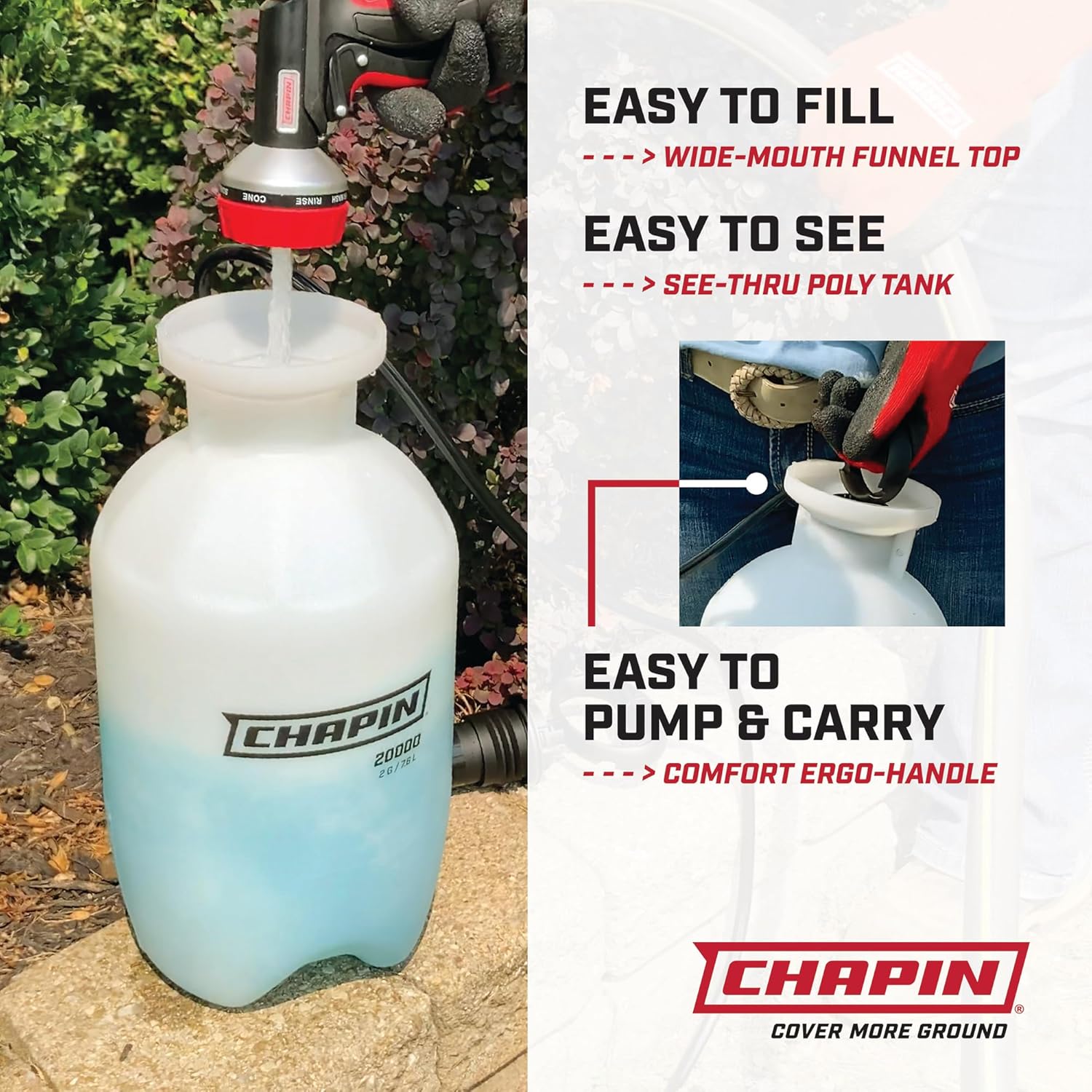 Chapin International 2-Gallon SureSpray Lawn and Garden Poly Tank Sprayer with Anti-Clog Filter for Fertilizers, Translucent White - Image 6