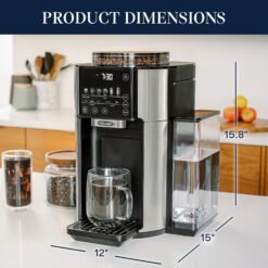Alternative view of De'Longhi True Brew Drip Coffee Maker, Built in Grinder, Single Serve, 8 oz to 24 oz, Hot or Iced Coffee, Stainless, CAM51025MB