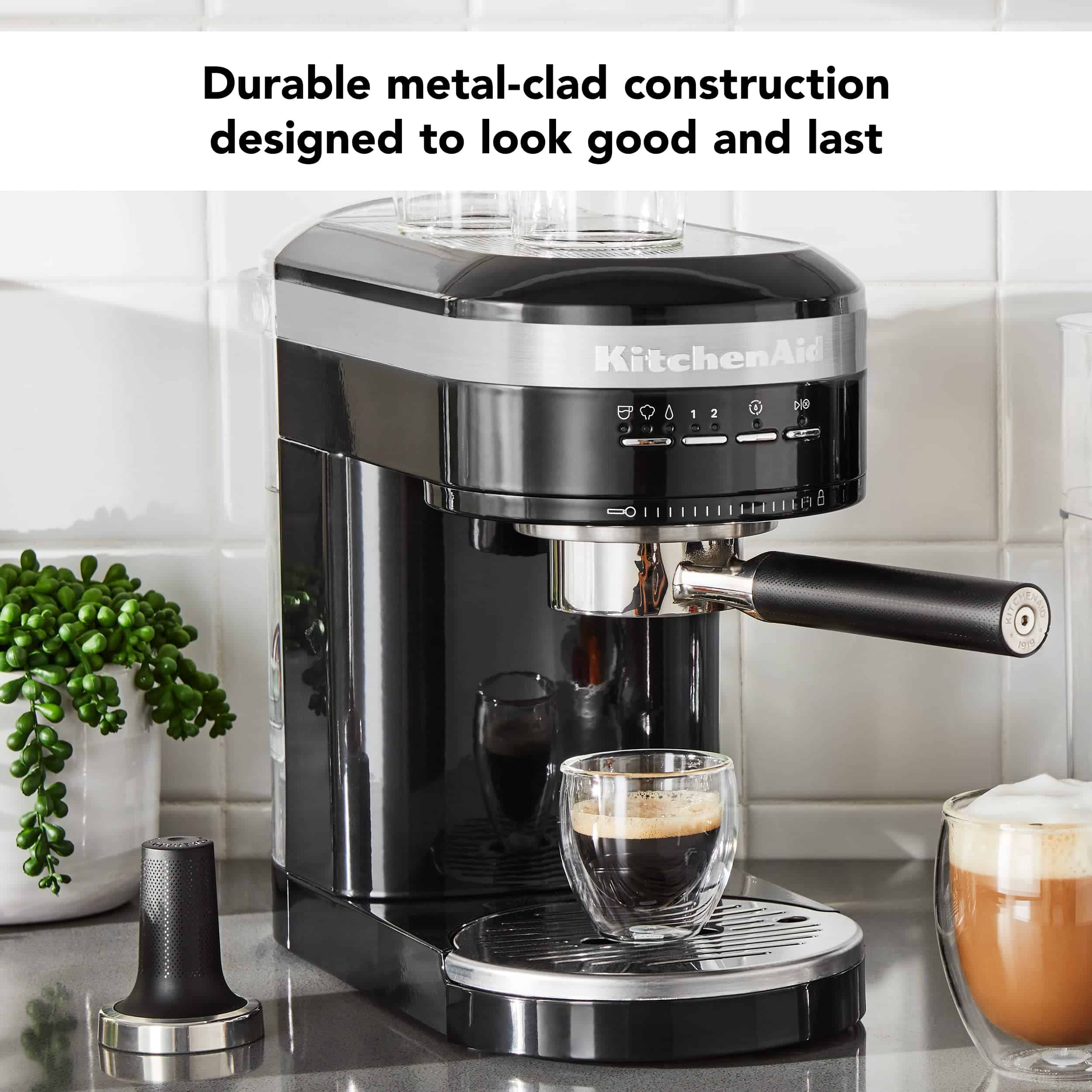KitchenAid KES6503OB Metal Semi-Automatic Espresso Machine, Black, 1.4 Liters