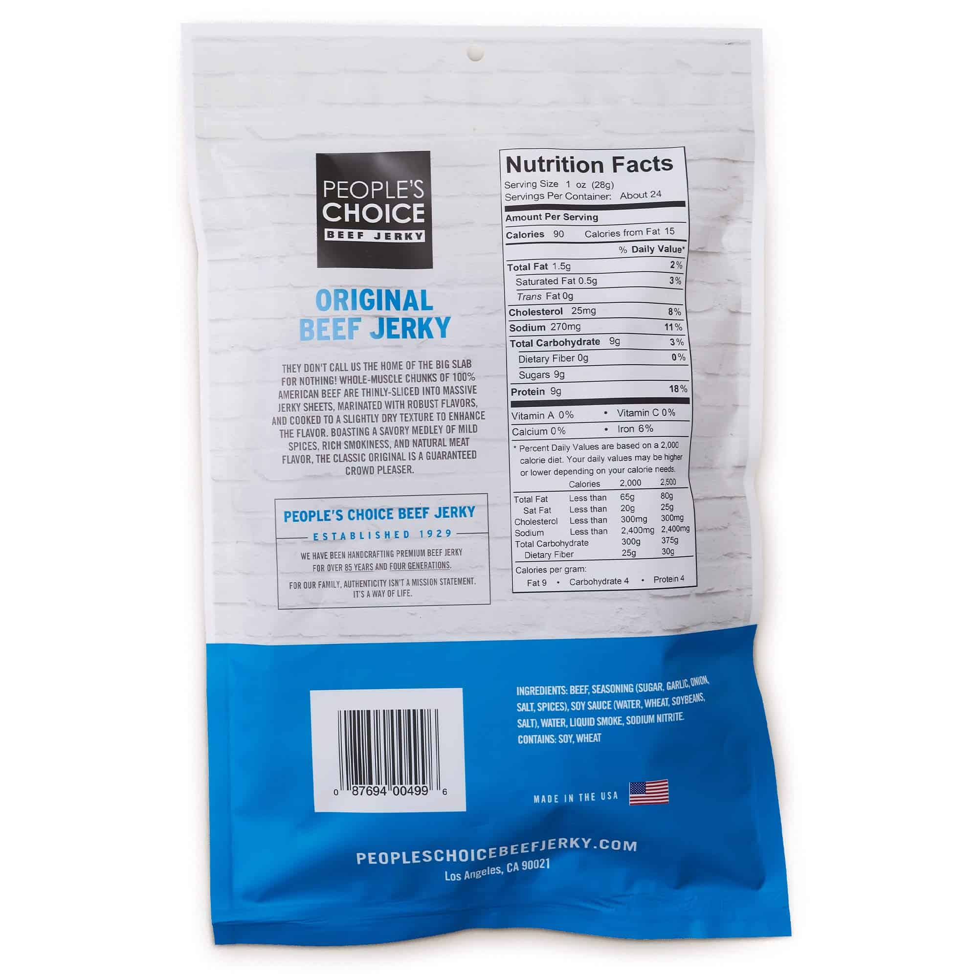 People's Choice Beef Jerky - Whole Muscle Premium Cuts - 15 Count, 1 Bag