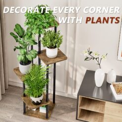 AZERPIAN Plant Stand 5 Tier Indoor Metal Flower Shelf for Multiple Plants Corner Tall Flower Holders, Black (5 Tier-Black)