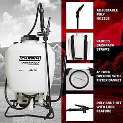 Chapin 60114 Made in USA 4-Gallon Backpack Sprayer with 3-Stage Filtration System Pump Pressured Sprayer
