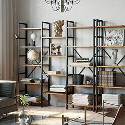 IRONCK Bookcases and Bookshelves Triple Wide 5 Tiers Industrial Bookshelf